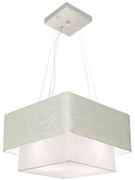 Lustre Pendente Duplo Quadrado Vivare Md-4157 Cúpula em Tecido 40x35cm Rustico Cinza / Branco - Bivolt