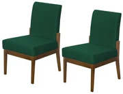 Kit 02 Cadeiras de Jantar Helena Suede Verde Bandeira - Decorar Estofados