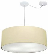 Lustre Pendente Cilíndrico Com Desvio Md-4266 Cúpula em Tecido 60x21cm Algodão Crú - Bivolt