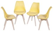 Kit com 4 Cadeiras Leda Eames PP Amarela Base Madeira - 64660 Sun House