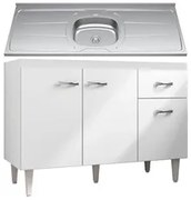 Balcão Gabinete Com Pia Inox 120cm 3 Portas e 1 Gaveta Flex Gabriela B