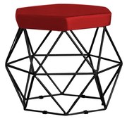 Puff Decorativo Base Preta Elsa Suede Vermelho G41 - Gran Belo