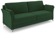 Sofá Decorativo Violet 3 Lugares 223cm Pés em Alumínio Preto Veludo Verde G45 - Gran Belo