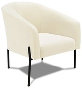 Poltrona Decorativa Pé de Ferro Preto Stella Cotelê Int/Veludo D03 - D'Rossi - Off White