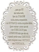 Placa Decorativa Oração Coragem Com Arabesco 25x19 cm MDF Branco - D'Rossi