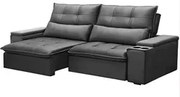 Sofá Retrátil Reclinável 3 Lugares 210cm Moritz F05 Veludo Grafite - M