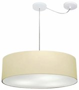 Lustre Pendente Cilíndrico Com Desvio Md-4265 Cúpula em Tecido 60x15cm Algodão Crú - Bivolt