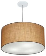 Lustre Pendente Cilíndrico Md-4220 Cúpula em Tecido 55x30cm Palha - Bivolt