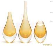 Conjunto 3 Gotas Mini Âmbar com Ouro Murano Cristais Cadoro