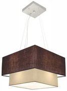 Lustre Pendente Duplo Quadrado Vivare Md-4157 Cúpula em Tecido 40x35cm Café / Bege - Bivolt