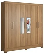 Guarda Roupa Casal 6 Portas com Espelho Elite 3 Gavetas Pratico D02 Am