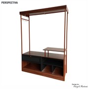 Closet Guarda Roupa Iron 1 Gaveta Imbuia/Preto/Cobre - Vizzato - Marrom