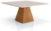 Mesa de Jantar Jaden Quadrada Tampo com Vidro Base com Lâmina Cinamomo Design Moderno