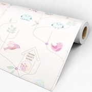 Papel de parede adesivo animal pássaros delicado