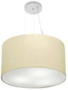 Lustre Pendente Cilíndrico Md-4187 Cúpula em Tecido 45x30cm Algodão Crú - Bivolt