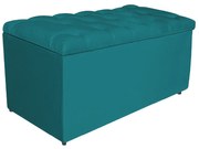 Calçadeira Estofada Liverpool 90 cm Solteiro Suede Azul Turquesa - ADJ Decor