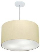 Lustre Pendente Cilíndrico Md-4257 Cúpula em Tecido 45x30cm Algodão Crú - Bivolt