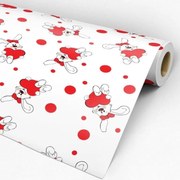 Papel de parede adesivo coelho coração vermelho