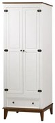 Armario Malibu 2 Portas e 1 Gaveta cor Branco com Amendoa 204 cm - 62386 Sun House