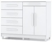 Cômoda para Quarto com Sapateira 2 Portas 4 Gavetas Lírio V02 Branco -