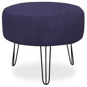 Puff Redondo para Sala Chloe Suede Azul Marinho