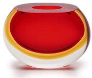 Vasinho 92 Bicolor Vermelho com Âmbar Murano Cristais Cadoro
