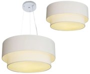 Plafon e Pendente Duplo Cilíndrico Vivare Md- 3017 e Md-4061 Cúpula em Tecido 50x40cm  Branco - Bivolt