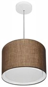 Lustre Pendente Cilíndrico Duplo Md-4285 Cúpula em Tecido 35x30cm Café - Bivolt