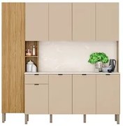 Cozinha Compacta Com Balcão 200cm Louvre K02 Freijó/Vanilla - Mpozenat