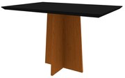 Mesa de Jantar Retangular Tampo com Vidro Sabrina 120 cm Preto Base Ypê - D'Rossi