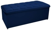 Calçadeira Copenhague 140 cm Casal Suede Azul Marinho - ADJ Decor