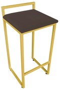 Banqueta Alta Industrial Pietra Suede Base Dourado D'Rossi - Marrom