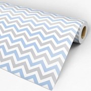 Papel de parede adesivo Chevron azul cinza e branco