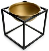 Cachepot em Cerâmica Dourado com Base de Metal Preto 21cm - D'Rossi