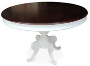 Mesa de Jantar Francesa Redonda Tampo Imbuia Base Laca Branca Design Clássico