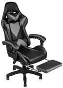 Cadeira de Escritório Gamer Giratória com Puff Ergonômico - Preta