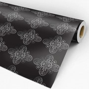 Papel de parede adesivo arabesco cinza e preto