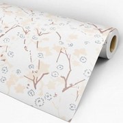 Papel de parede adesivo floral cinza marrom e creme