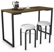 Conjunto Mesa de Cozinha Prattica Industrial 120cm com 2 Banquetas F02