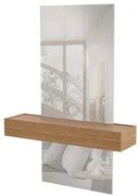 Espelho Decorativo com Bancada Suspensa Faces D01 Freijó/Off White - M