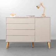 Cômoda Elfe 4 Gavetas e 1 Porta com Pés Retrô Natural - Areia Fosco