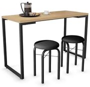 Conjunto Mesa de Cozinha Prattica Industrial 120cm com 2 Banquetas F02