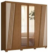 Guarda Roupa Casal 6 Portas Com Espelho 240cm Ouro Verde Jatobá/Fendi