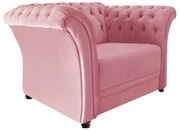 Poltrona Decorativa Chesterfield Sofia Suede Rosa Bebê - ADJ Decor