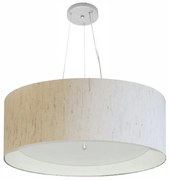 Lustre Pendente Cilíndrico Md-4142 Cúpula em Tecido 80x30cm Linho Bege / Branco - Bivolt