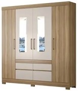 Guarda Roupa Casal 4 Portas 2 Com Espelho 90cm 4 Gavetas Bilbão D02 Am