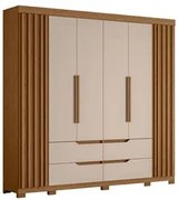 Guarda Roupa Casal 6 Portas 4 Gavetas 240cm Doble Jatobá/Fendi - Albat