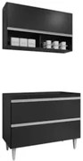 Armário de Cozinha Com Nichos CP01 Para Pia 100cm Z34 Preto - Mpozenat