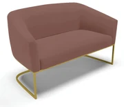 Sofá 2 Lugares Namoradeira Industrial Dourado Stella Veludo D03 - D'Rossi - Rose