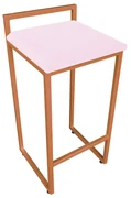 Banqueta Alta Industrial Pietra Suede Base Cobre D'Rossi - Rosa Bebê